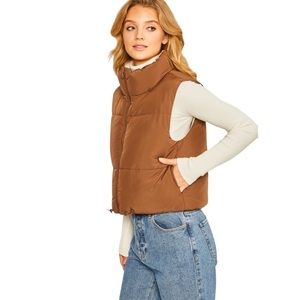 Cocoa Woven Solid Reversable Vest NWT